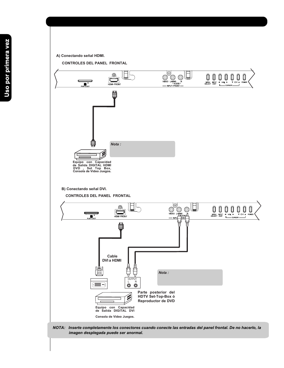 Conectando equipos de video externos | Hitachi P50V701 User Manual | Page 102 / 186