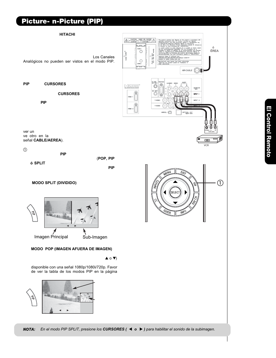 Picture- i n-picture (pip) | Hitachi P50V701 User Manual | Page 119 / 186