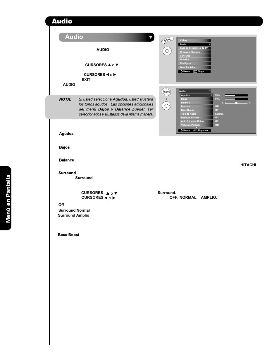 Audio | Hitachi P50V701 User Manual | Page 136 / 186