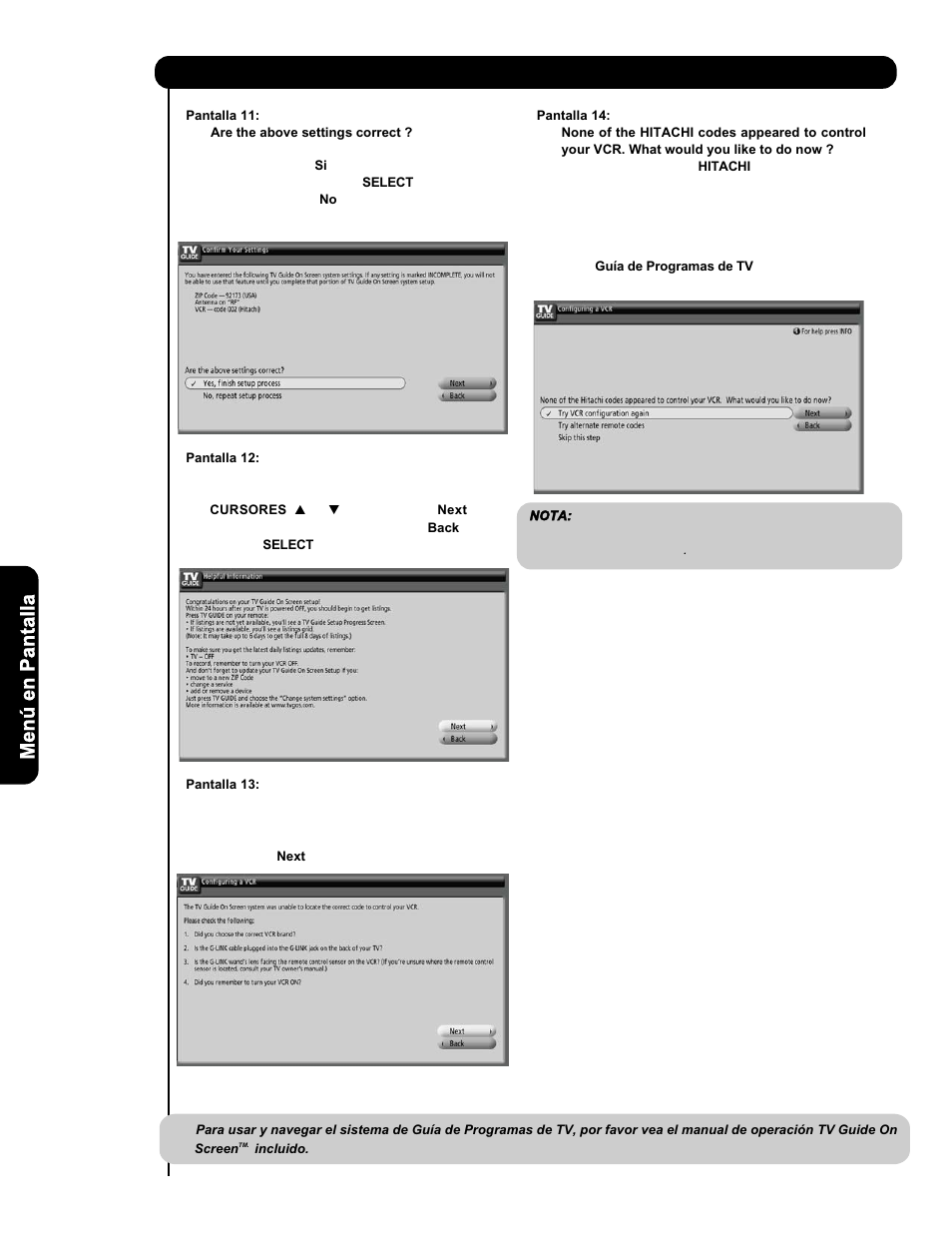 Guía de programas de tv | Hitachi P50V701 User Manual | Page 140 / 186