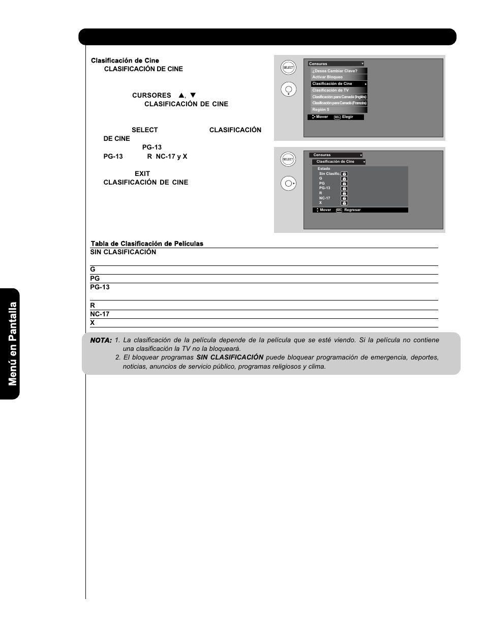 Censuras | Hitachi P50V701 User Manual | Page 144 / 186