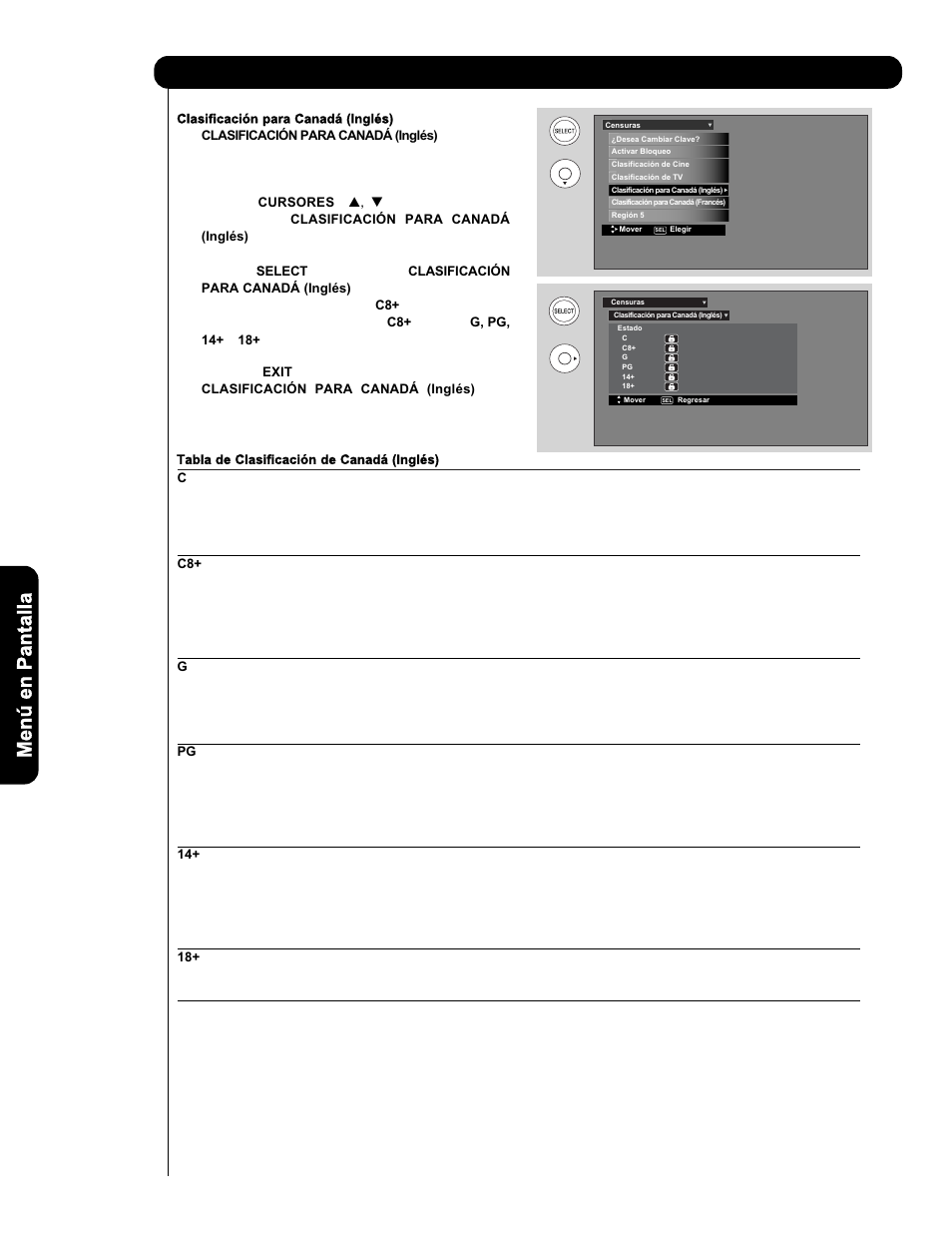 Censuras | Hitachi P50V701 User Manual | Page 146 / 186