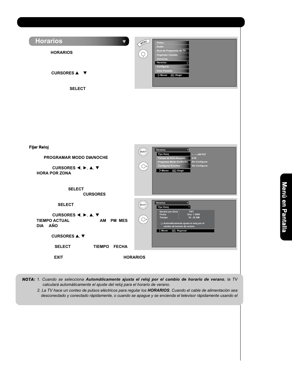 Horarios | Hitachi P50V701 User Manual | Page 149 / 186