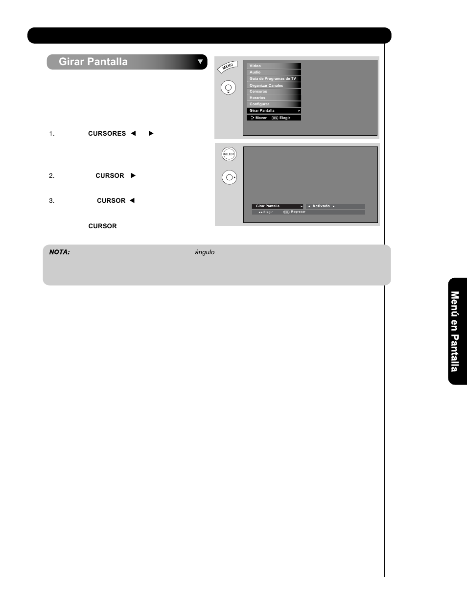 Girar pantalla | Hitachi P50V701 User Manual | Page 165 / 186