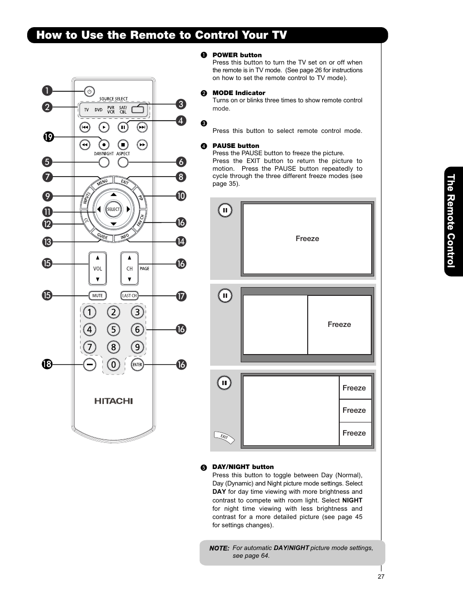 How to use the remote to control your tv, º ¾ µ ƹ ƽ | Hitachi P50V701 User Manual | Page 27 / 186
