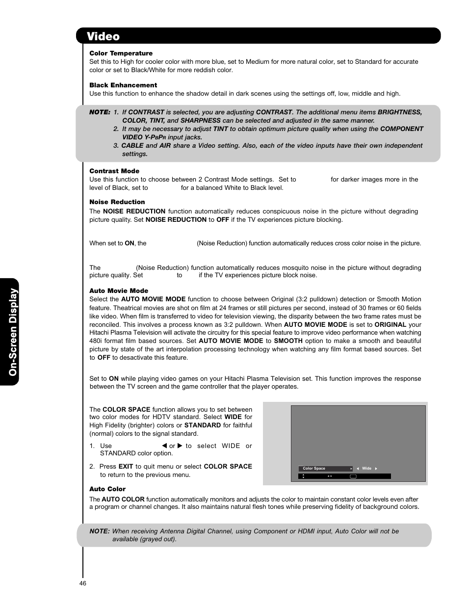 Video | Hitachi P50V701 User Manual | Page 46 / 186