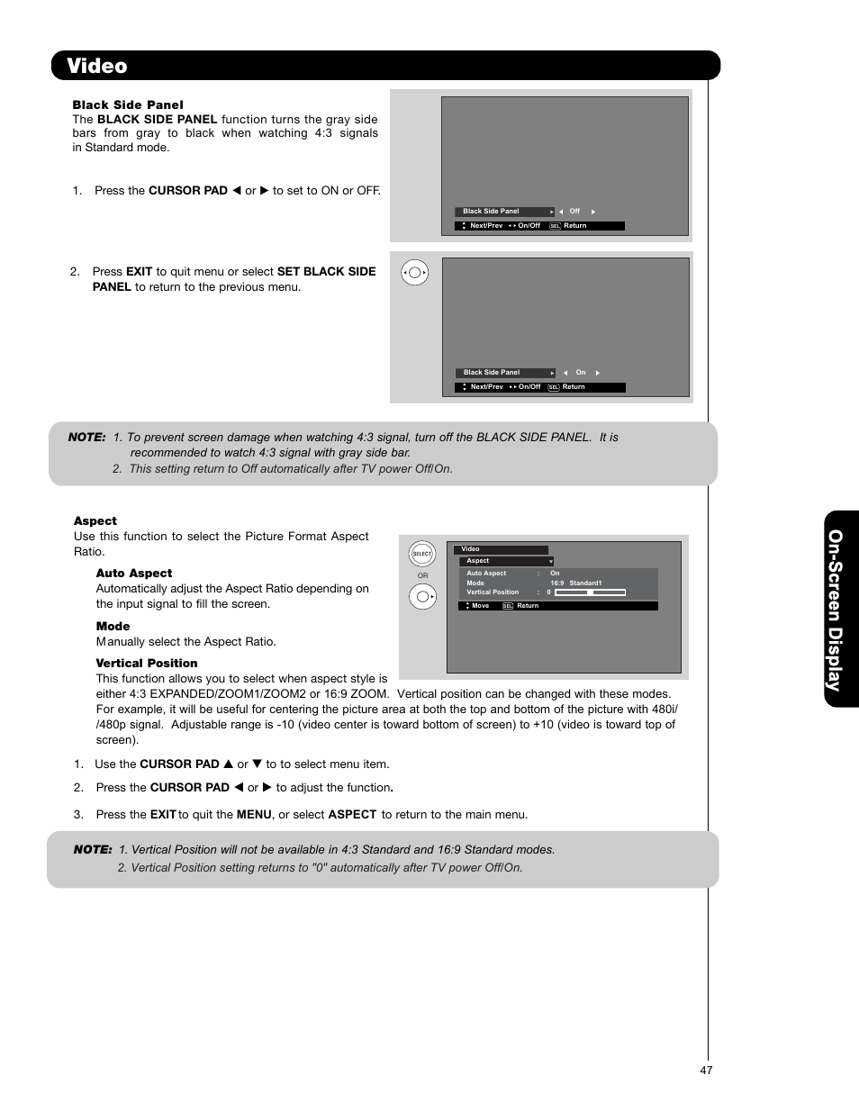 Video | Hitachi P50V701 User Manual | Page 47 / 186