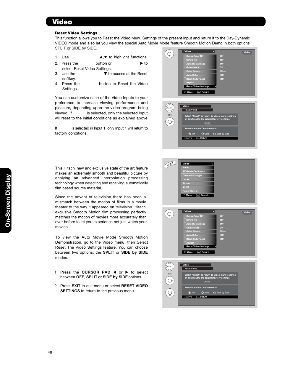 Video | Hitachi P50V701 User Manual | Page 48 / 186