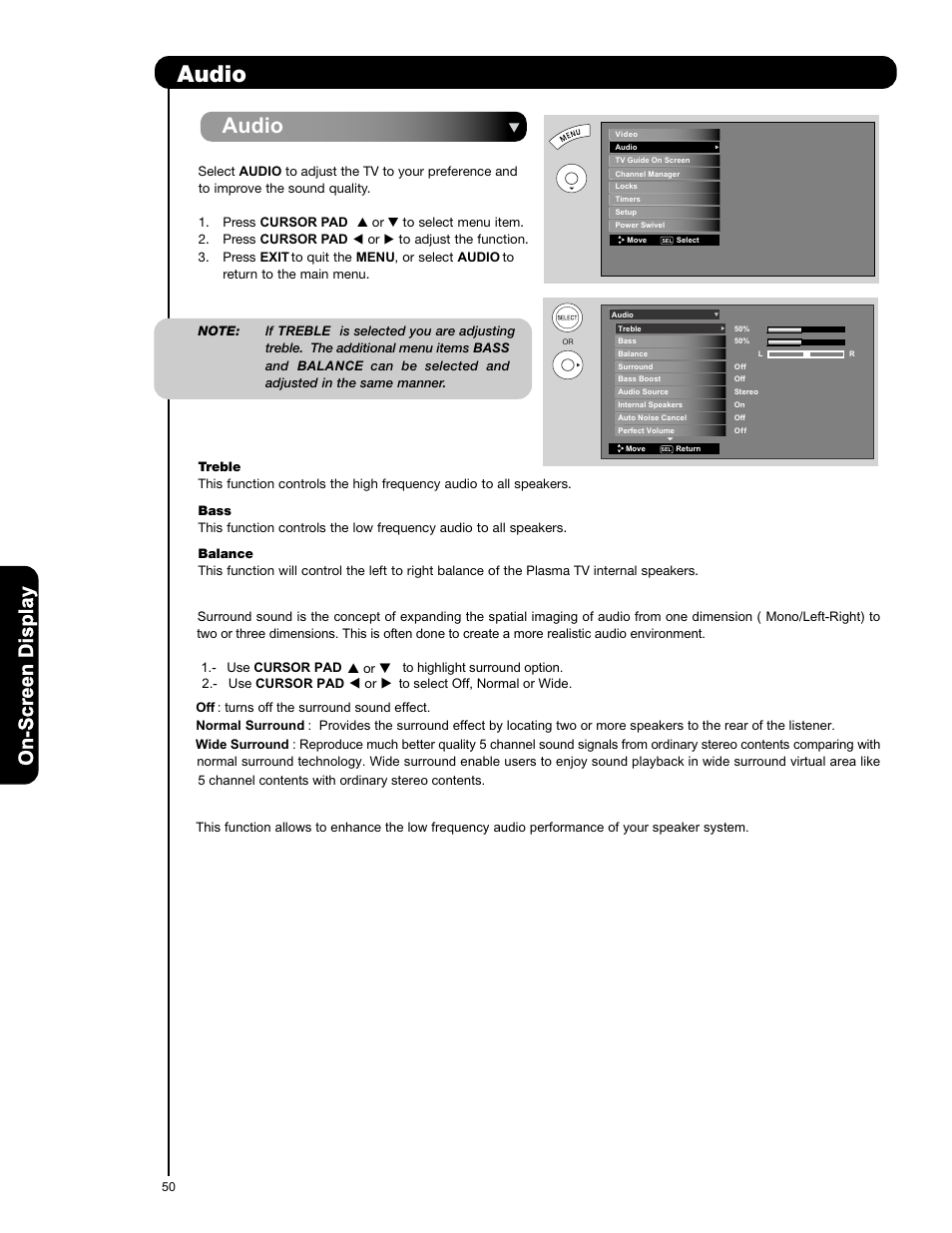 Audio | Hitachi P50V701 User Manual | Page 50 / 186