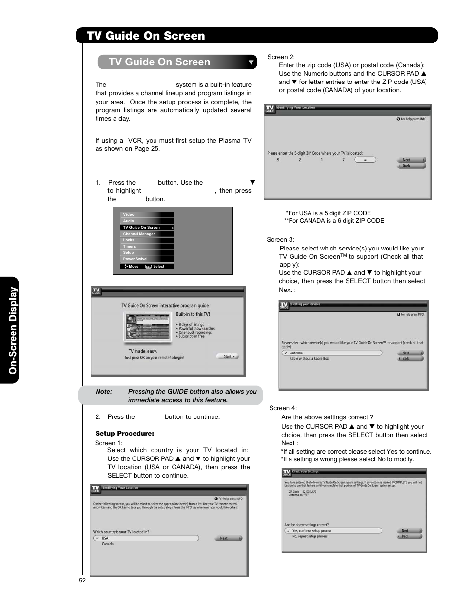 Tv guide on screen | Hitachi P50V701 User Manual | Page 52 / 186