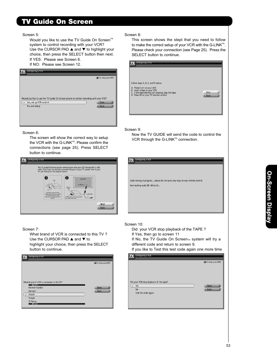 Tv guide on screen | Hitachi P50V701 User Manual | Page 53 / 186