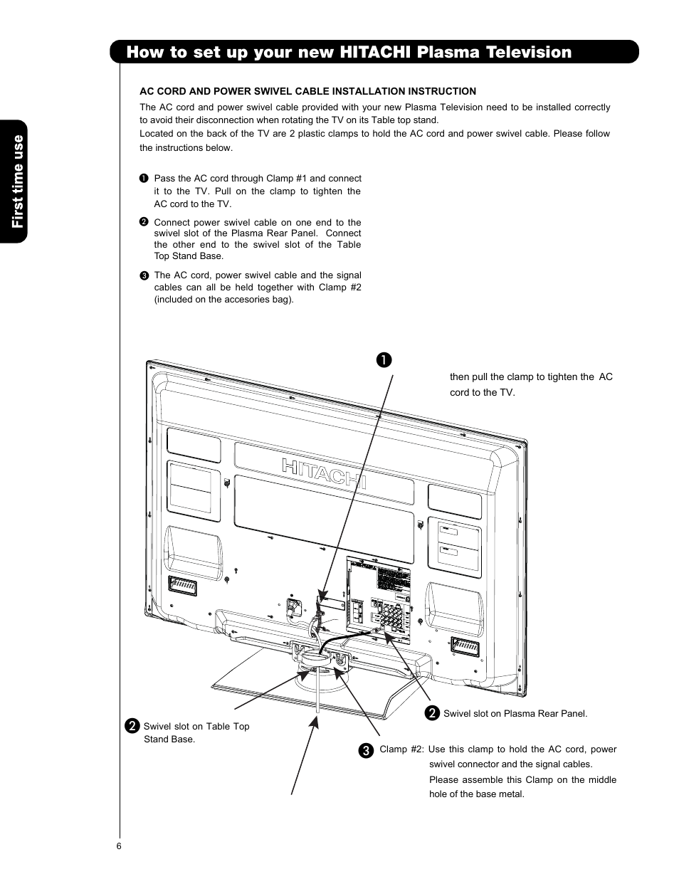 How to set up your new hitachi plasma television | Hitachi P50V701 User Manual | Page 6 / 186