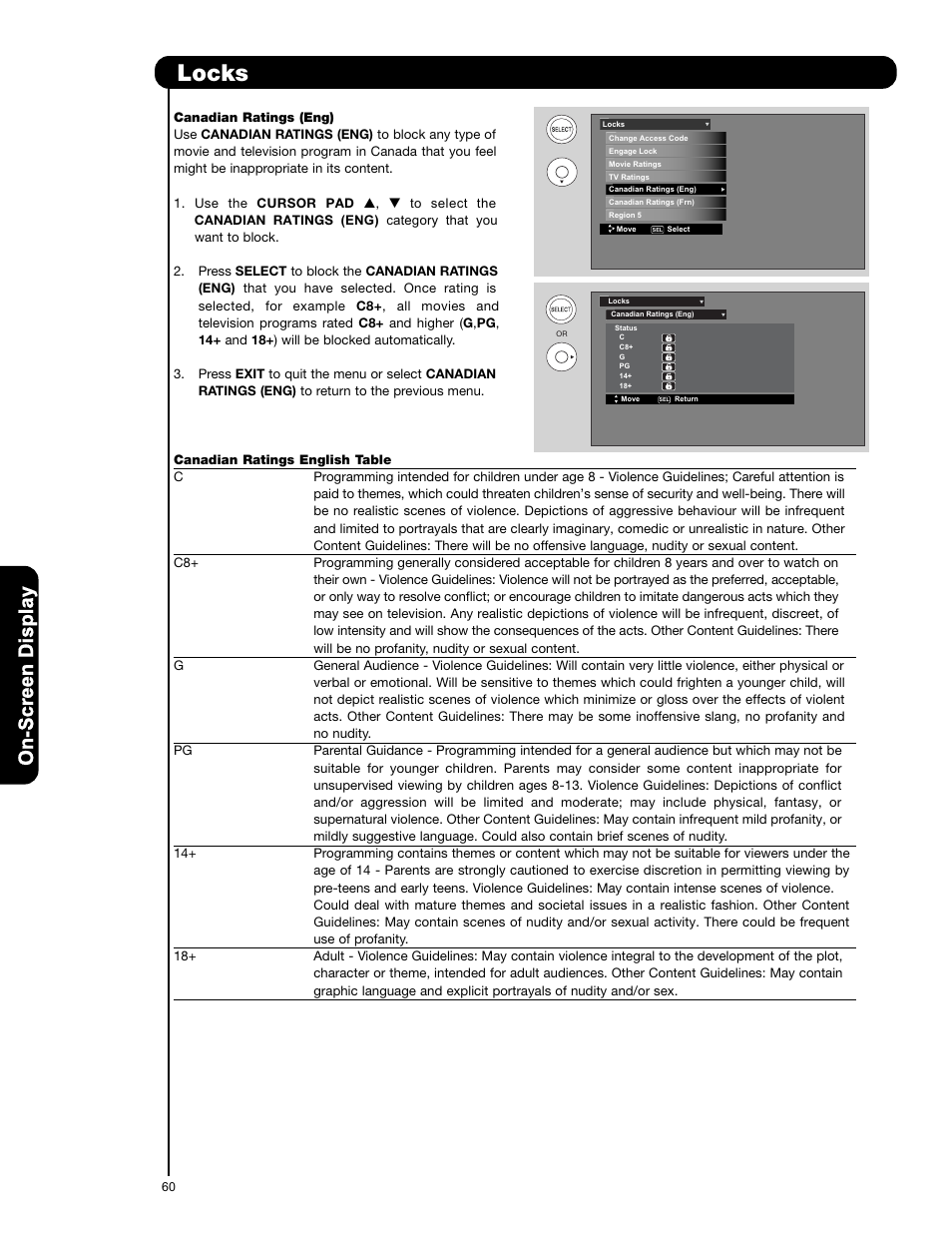 Locks | Hitachi P50V701 User Manual | Page 60 / 186