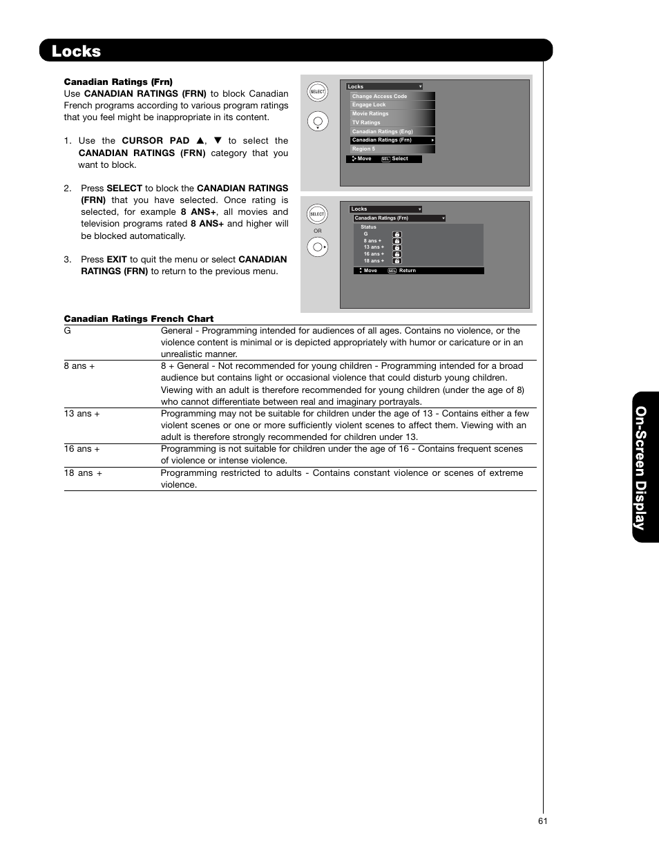 Locks | Hitachi P50V701 User Manual | Page 61 / 186