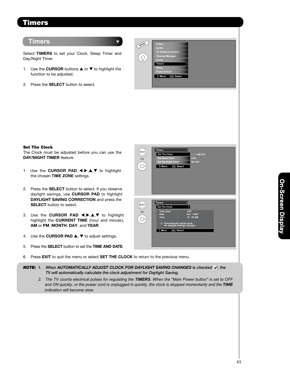 Timers | Hitachi P50V701 User Manual | Page 63 / 186