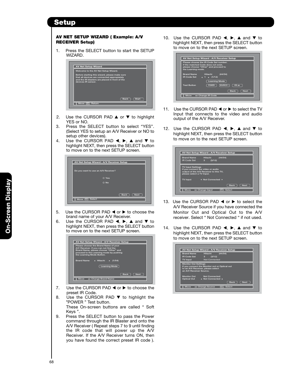 Setup | Hitachi P50V701 User Manual | Page 68 / 186