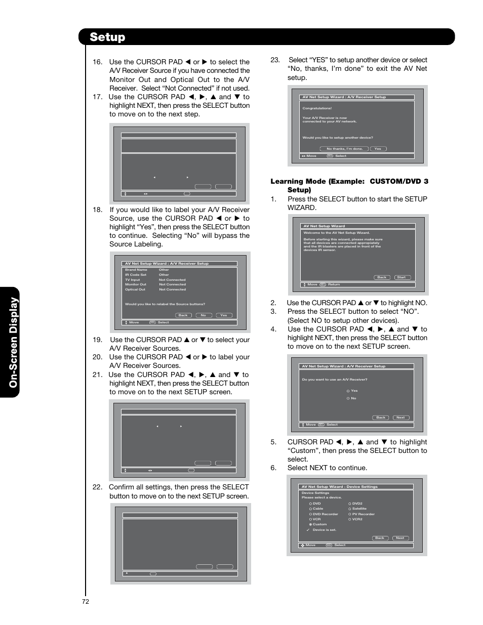 Setup | Hitachi P50V701 User Manual | Page 72 / 186