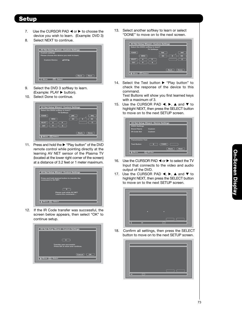 Setup | Hitachi P50V701 User Manual | Page 73 / 186