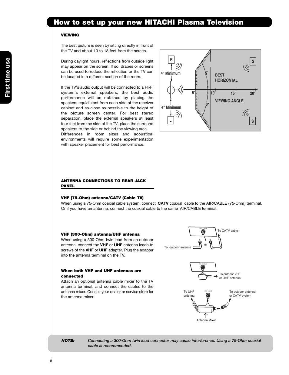 How to set up your new hitachi plasma television | Hitachi P50V701 User Manual | Page 8 / 186
