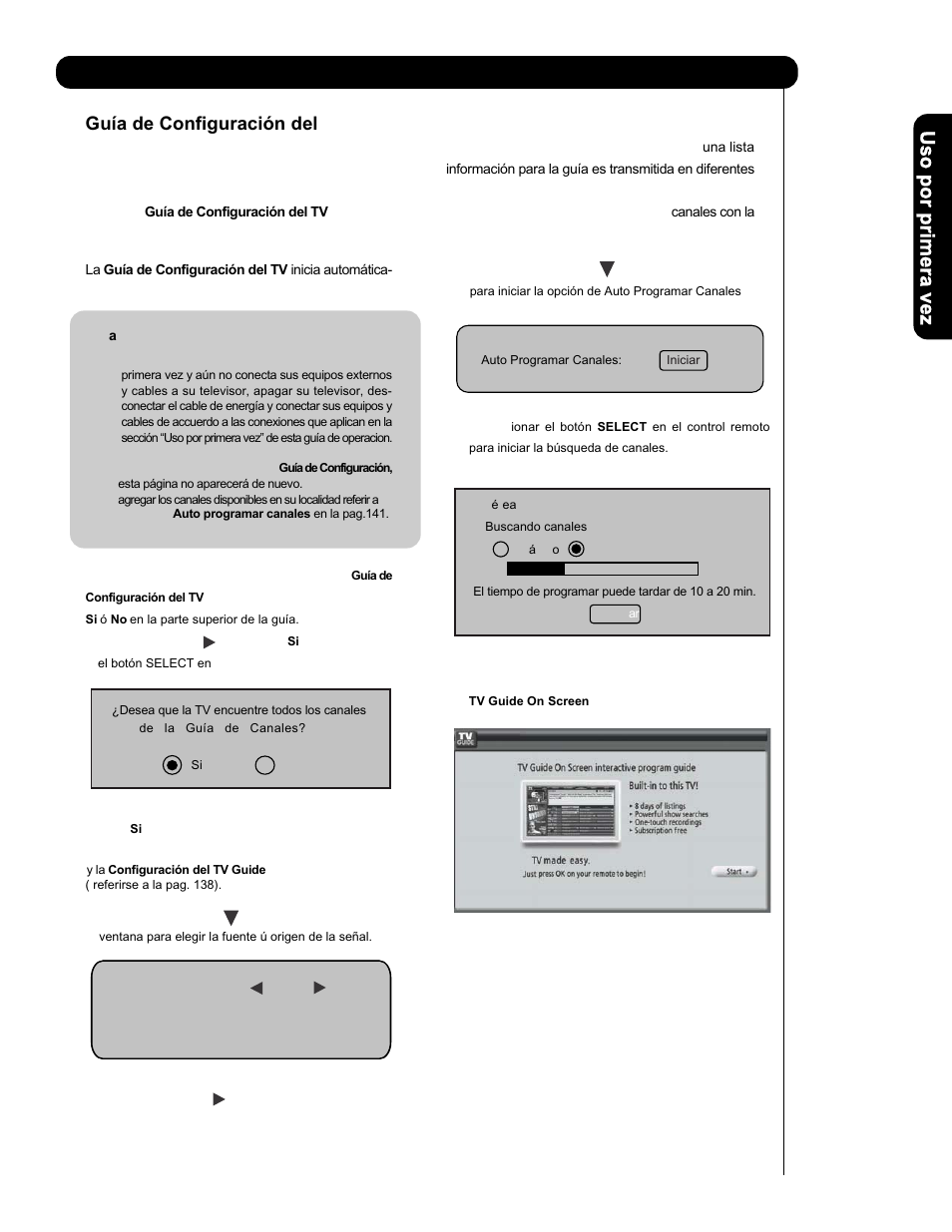 Cómo colocar su nuevo televisor de plasma hitachi, Guía de configuración del tv | Hitachi P50V701 User Manual | Page 95 / 186