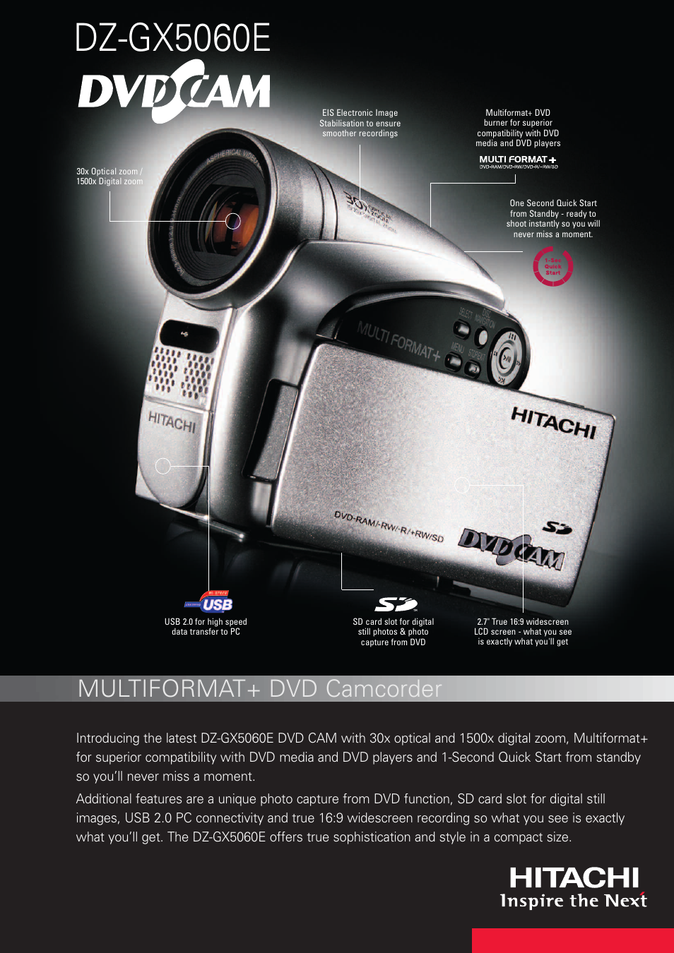 Hitachi DZ-GX5060E User Manual | 2 pages