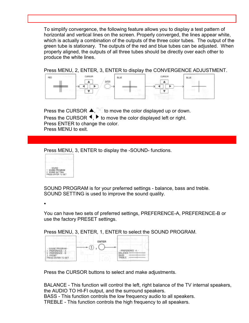 Sound- functions, Sound program | Hitachi 46EX3B User Manual | Page 33 / 38