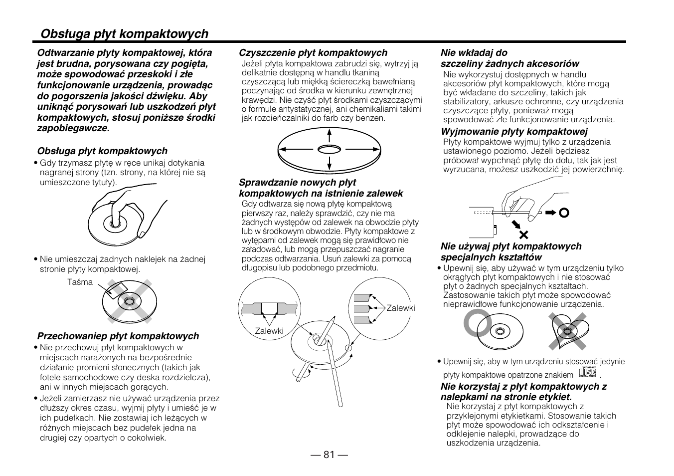 Obsługa płyt kompaktowych | Kenwood KDC-5070R User Manual | Page 81 / 116