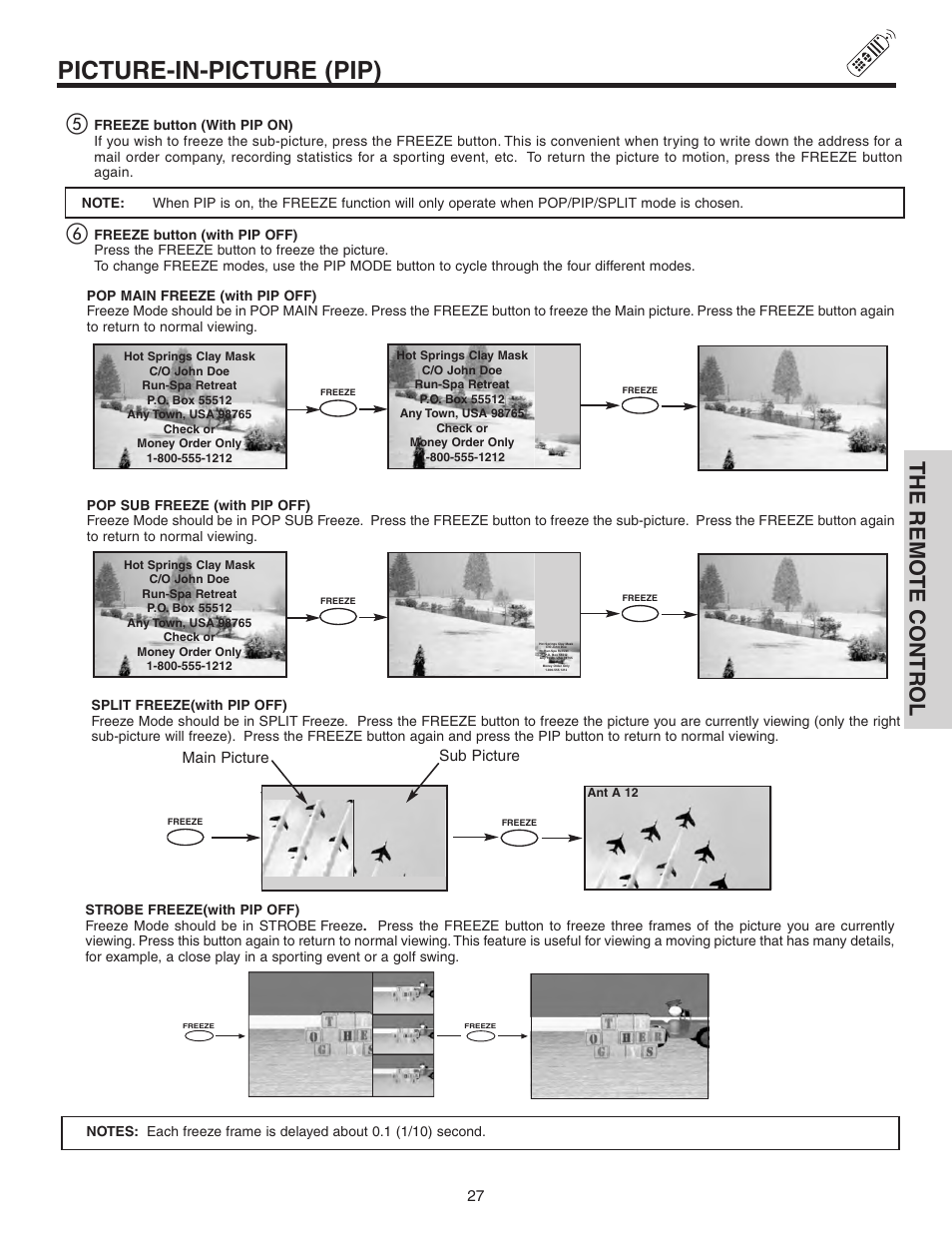 Picture-in-picture (pip), The remo te contr ol | Hitachi 50C10 User Manual | Page 27 / 72