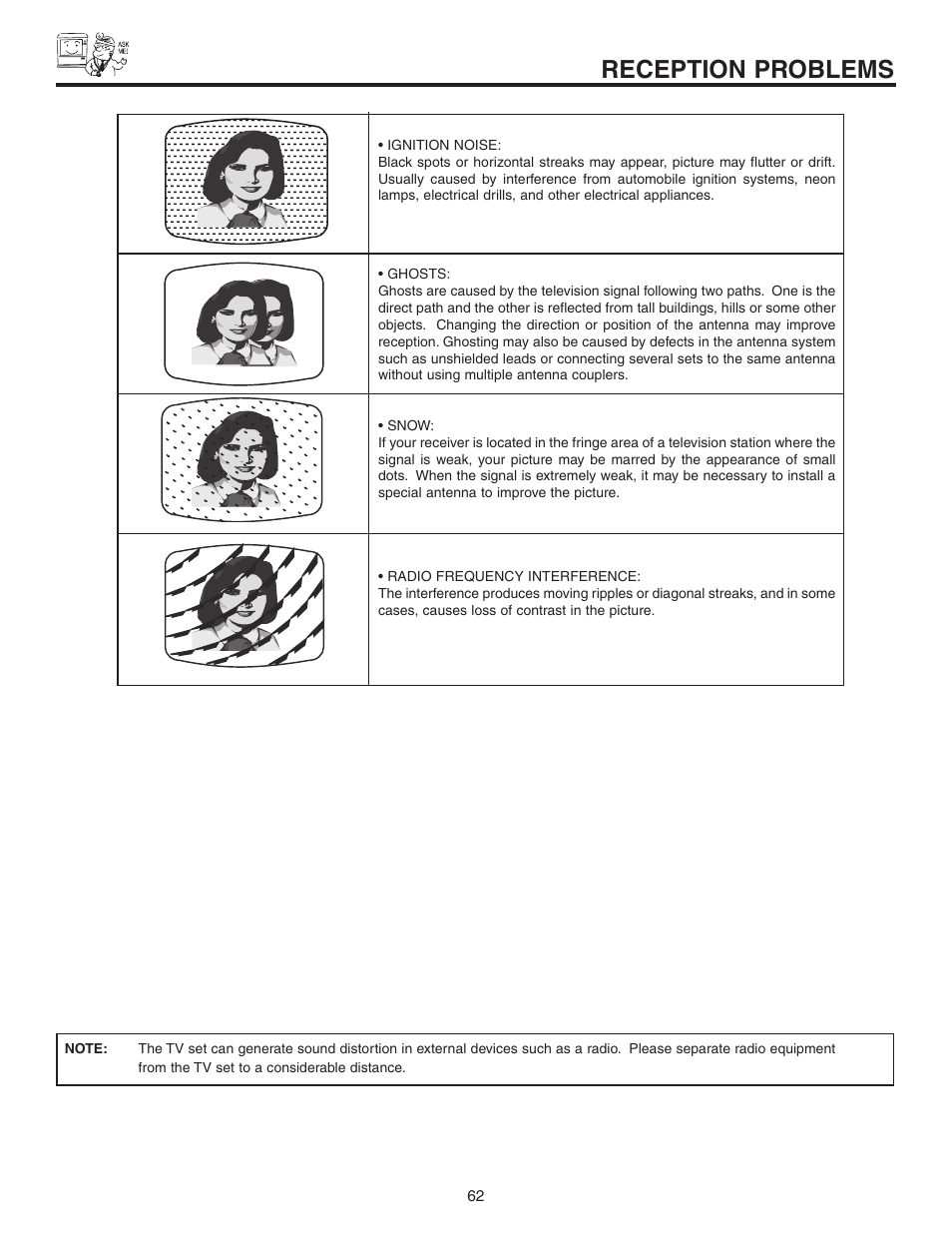 Reception problems | Hitachi 50C10 User Manual | Page 62 / 72