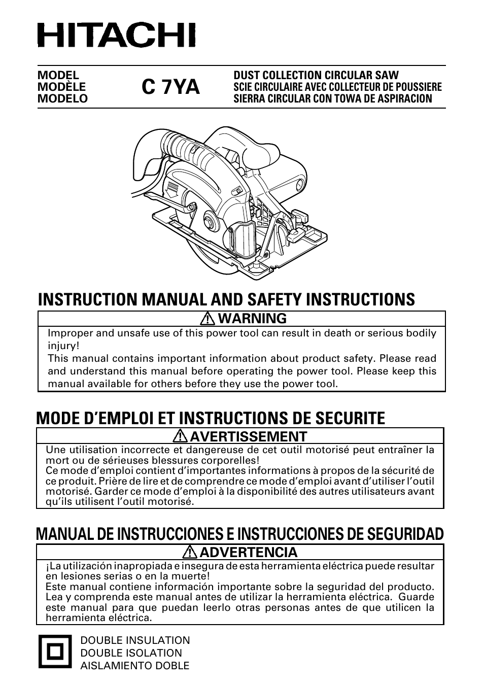 Hitachi C 7YA User Manual | 68 pages