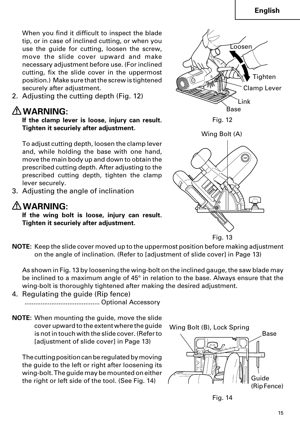 Warning | Hitachi C 7YA User Manual | Page 15 / 68