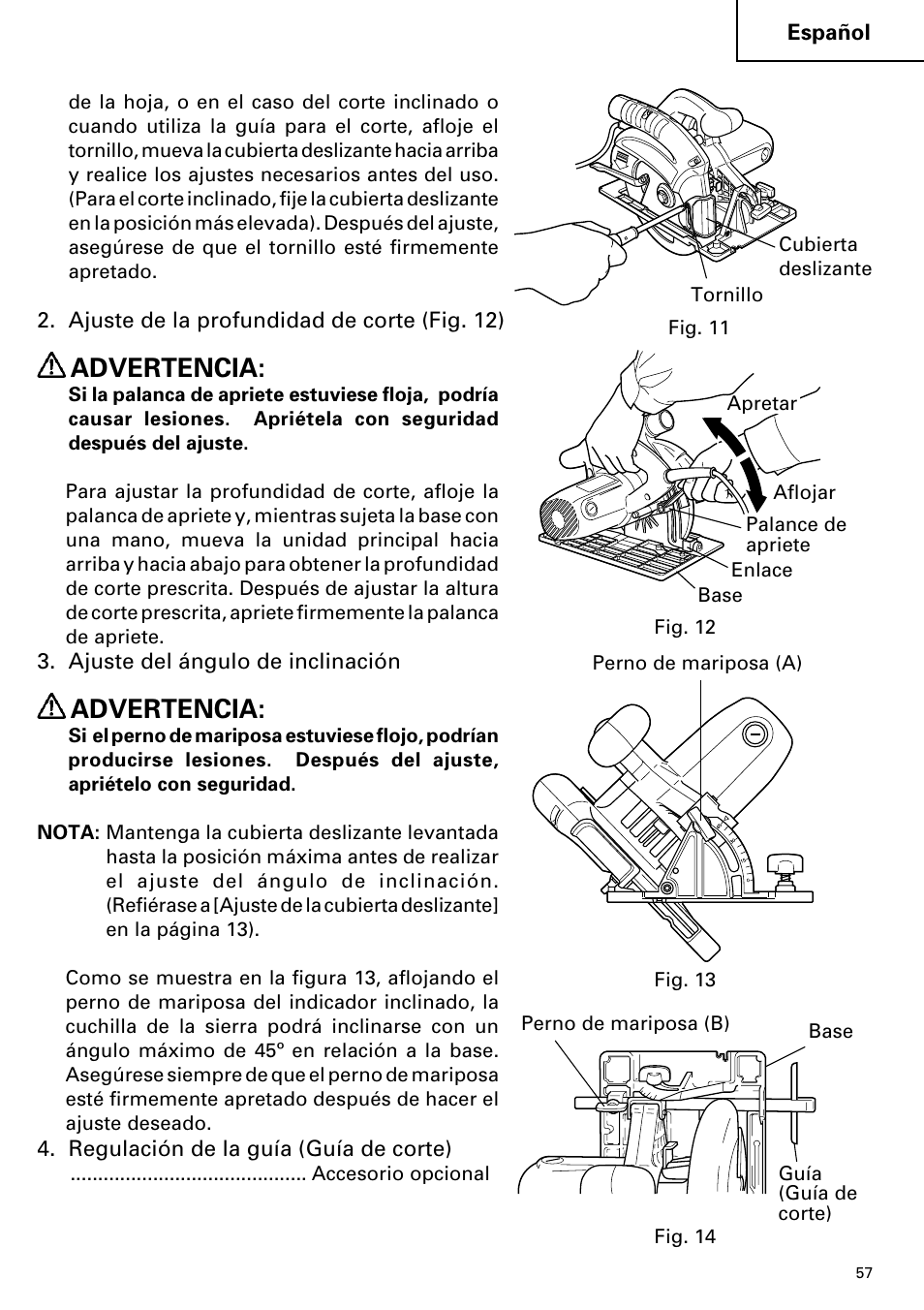 Advertencia | Hitachi C 7YA User Manual | Page 57 / 68
