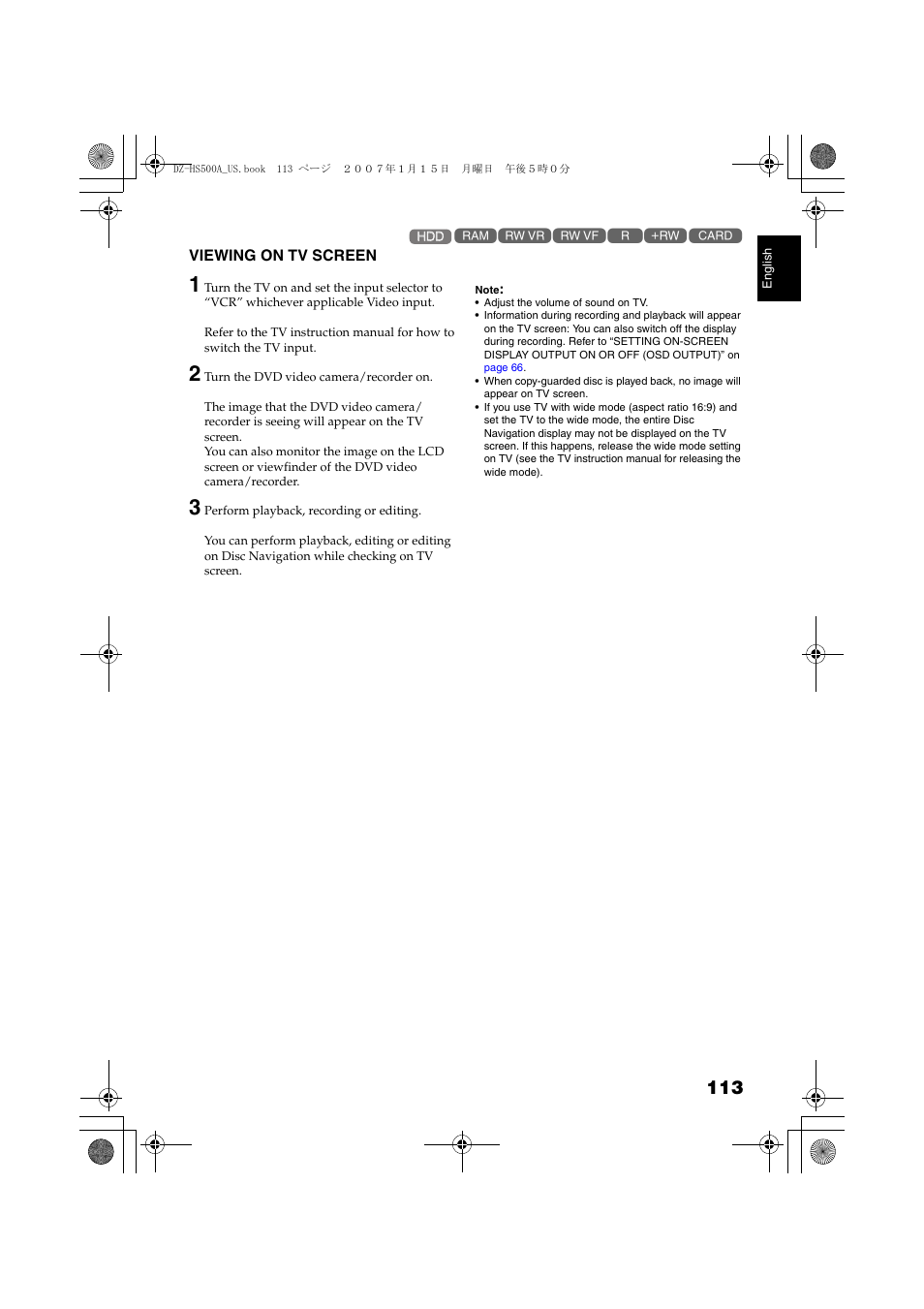 Viewing on tv screen | Hitachi DZ-HS500A User Manual | Page 113 / 169