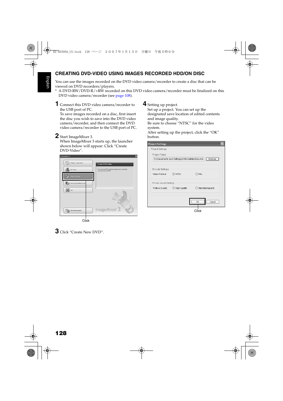 Creating dvd-video using images, Recorded hdd/on disc | Hitachi DZ-HS500A User Manual | Page 128 / 169