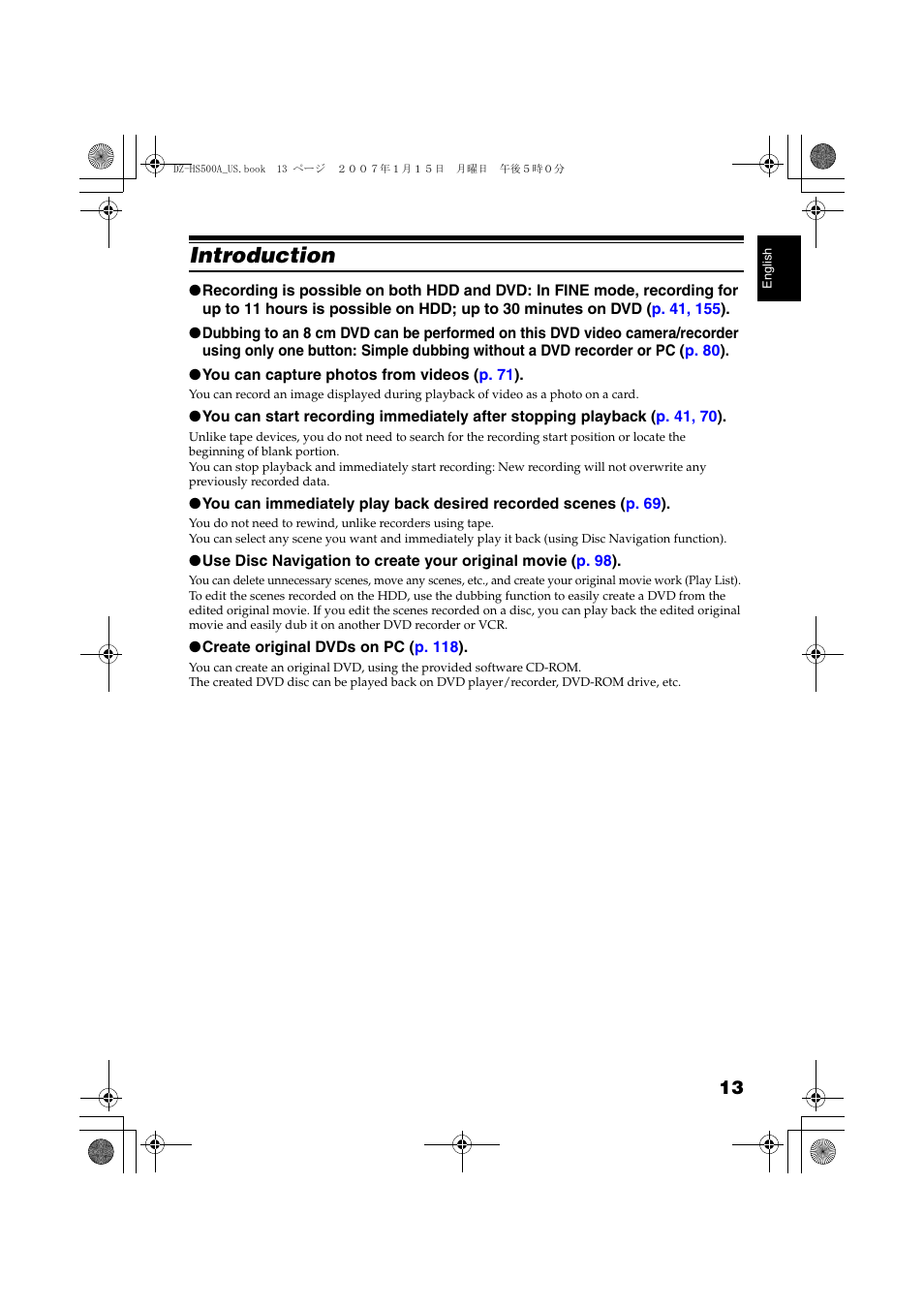 Introduction | Hitachi DZ-HS500A User Manual | Page 13 / 169
