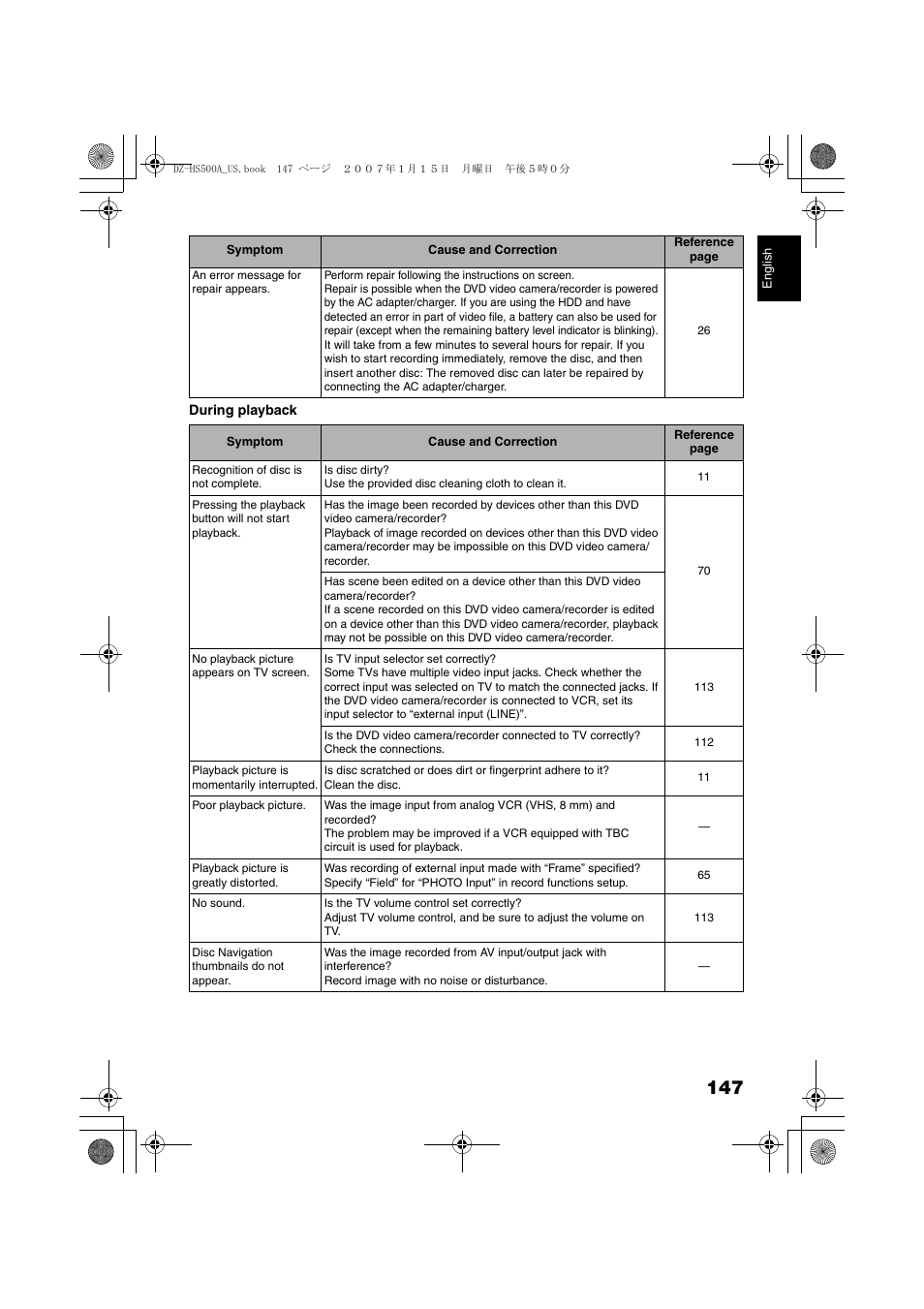 Hitachi DZ-HS500A User Manual | Page 147 / 169