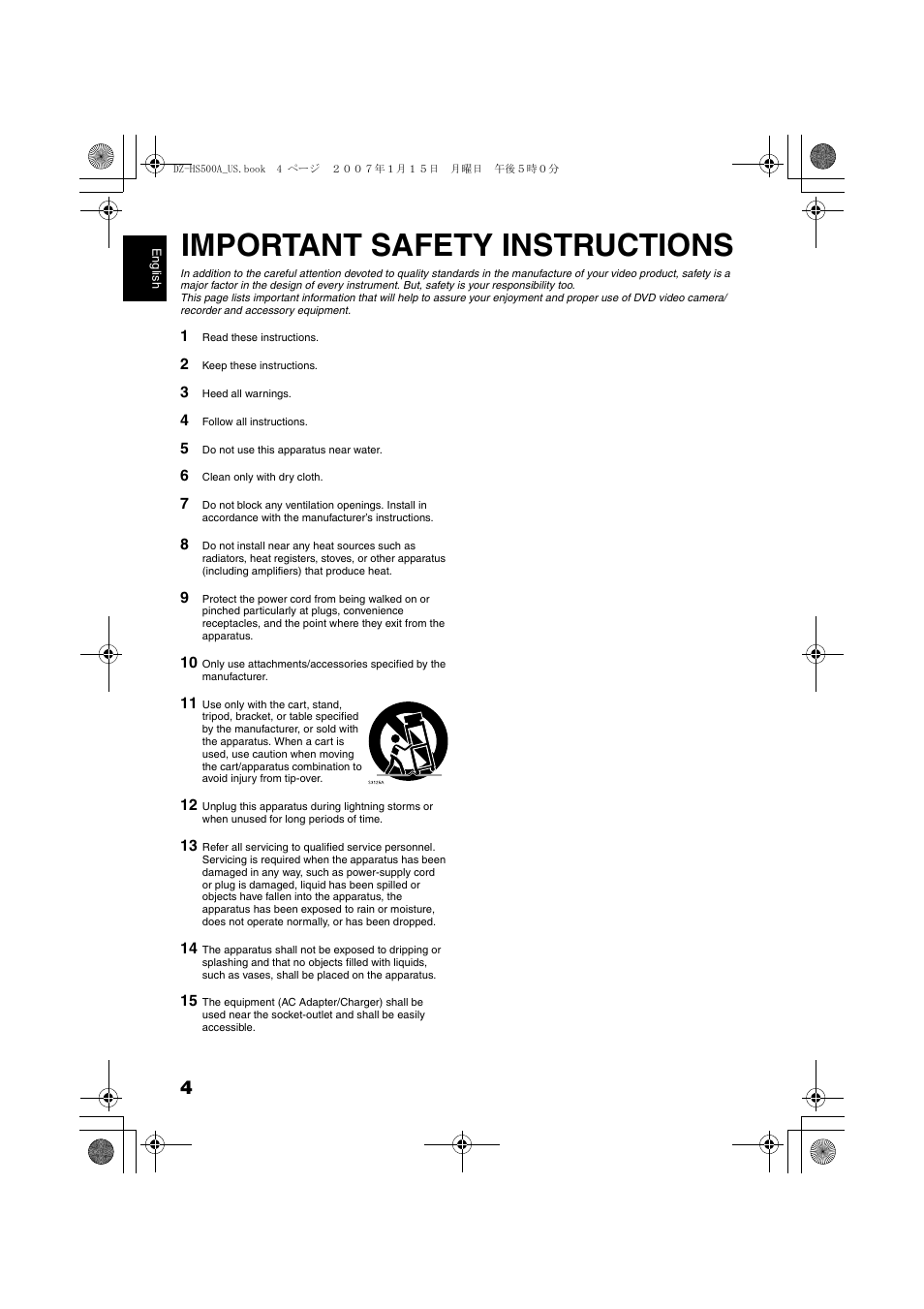 Important safety instructions | Hitachi DZ-HS500A User Manual | Page 4 / 169