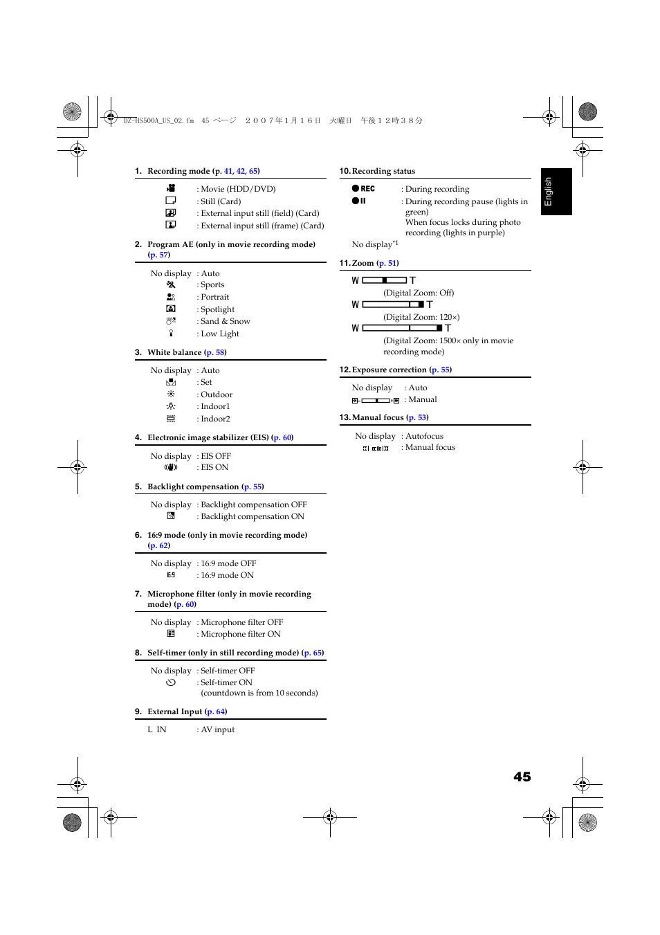 Hitachi DZ-HS500A User Manual | Page 45 / 169