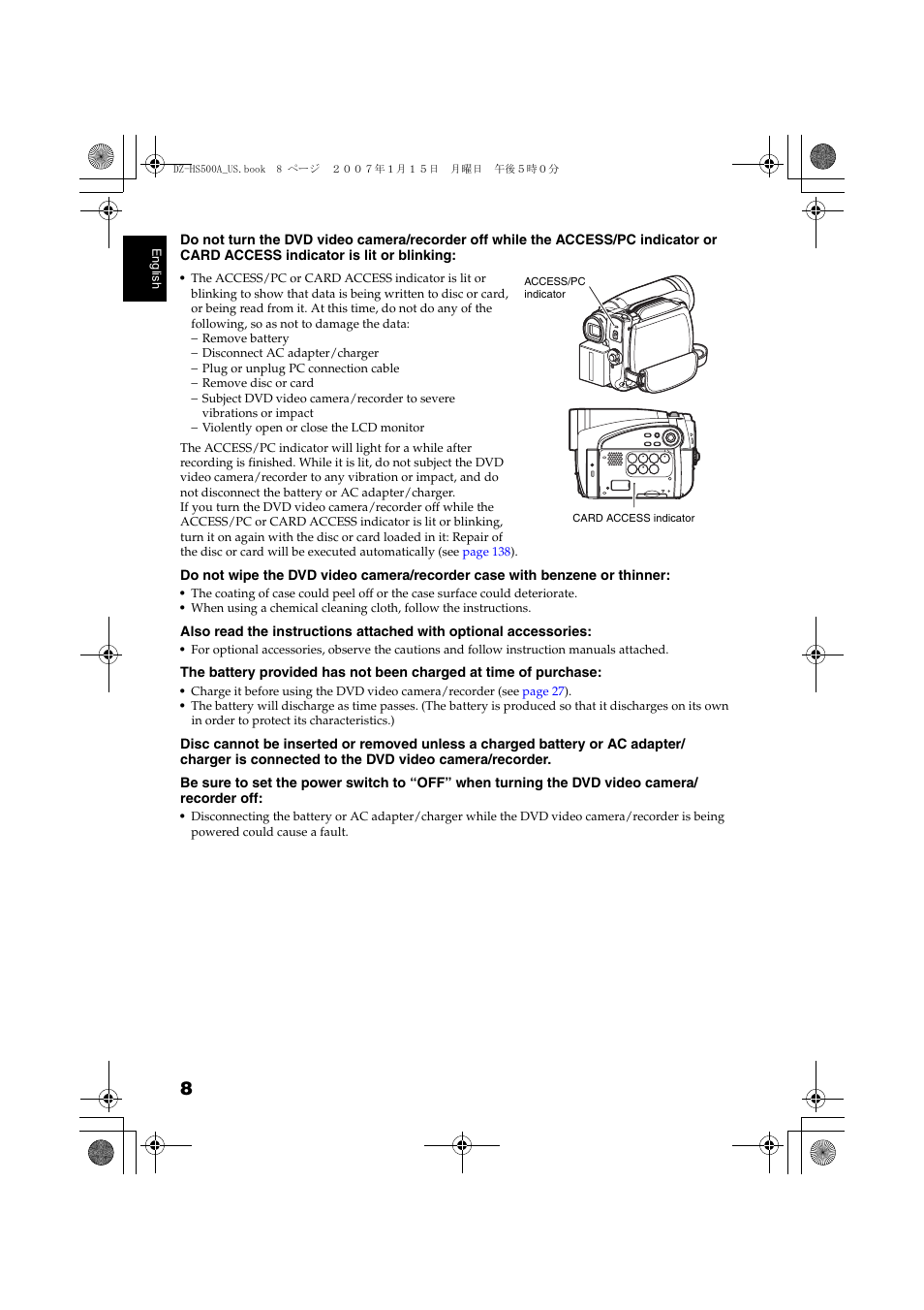 Hitachi DZ-HS500A User Manual | Page 8 / 169