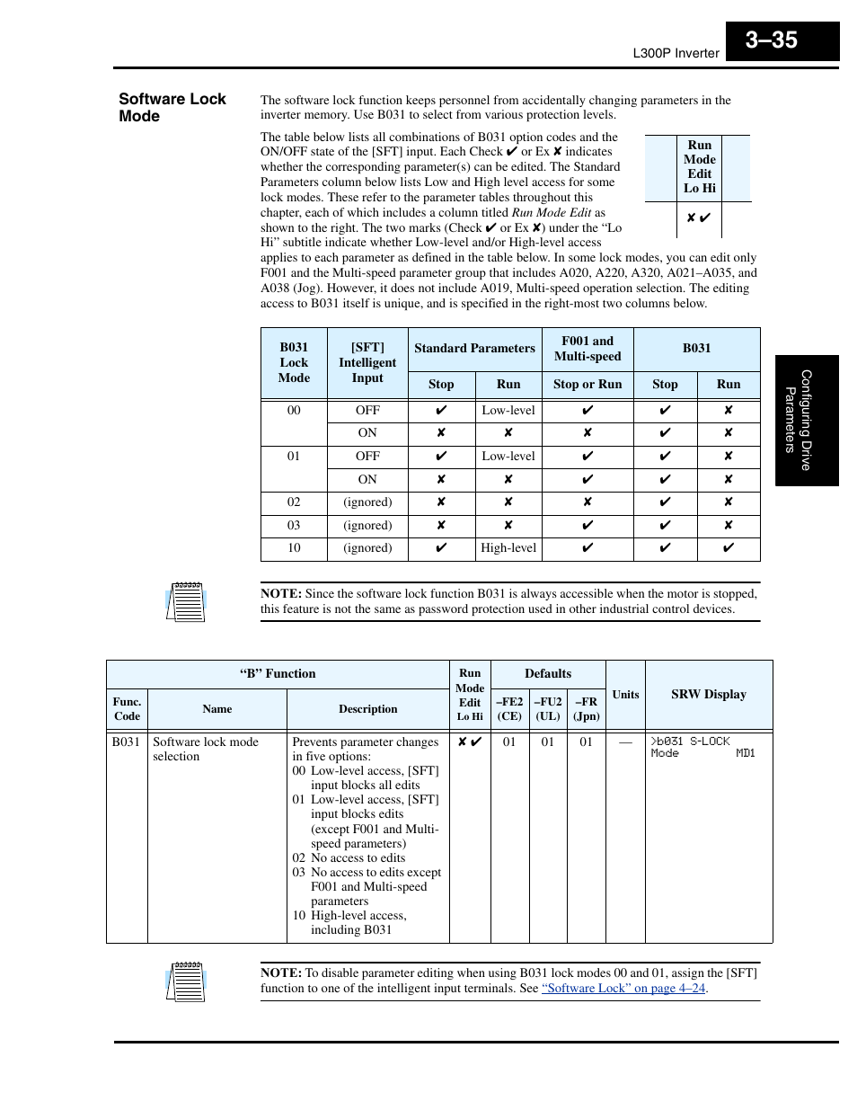 Software lock mode | Hitachi L300P User Manual | Page 104 / 264