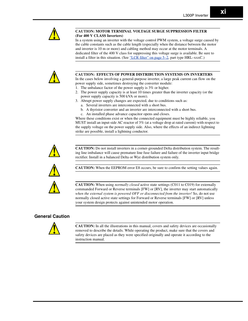 General caution | Hitachi L300P User Manual | Page 12 / 264