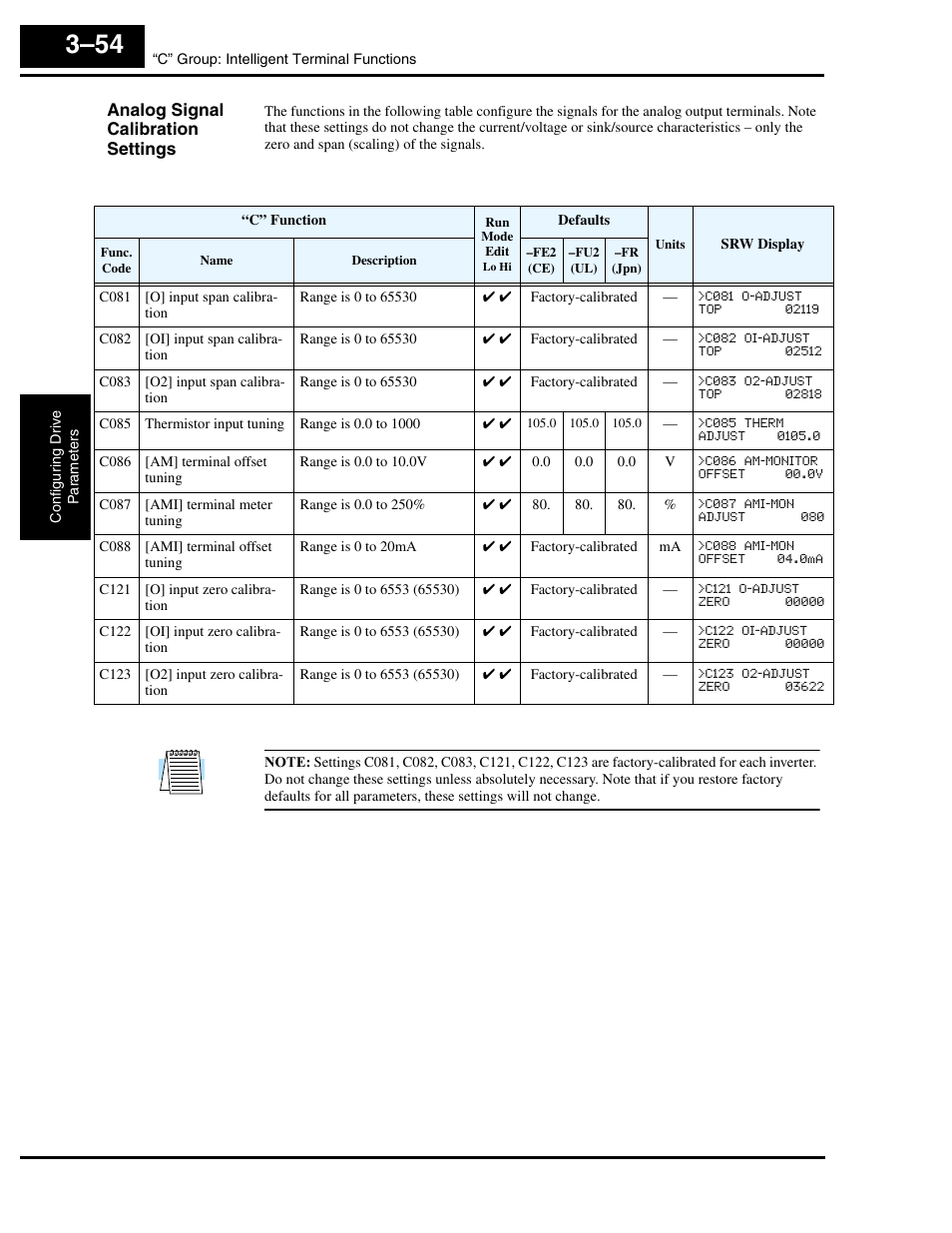 Analog signal calibration settings | Hitachi L300P User Manual | Page 123 / 264