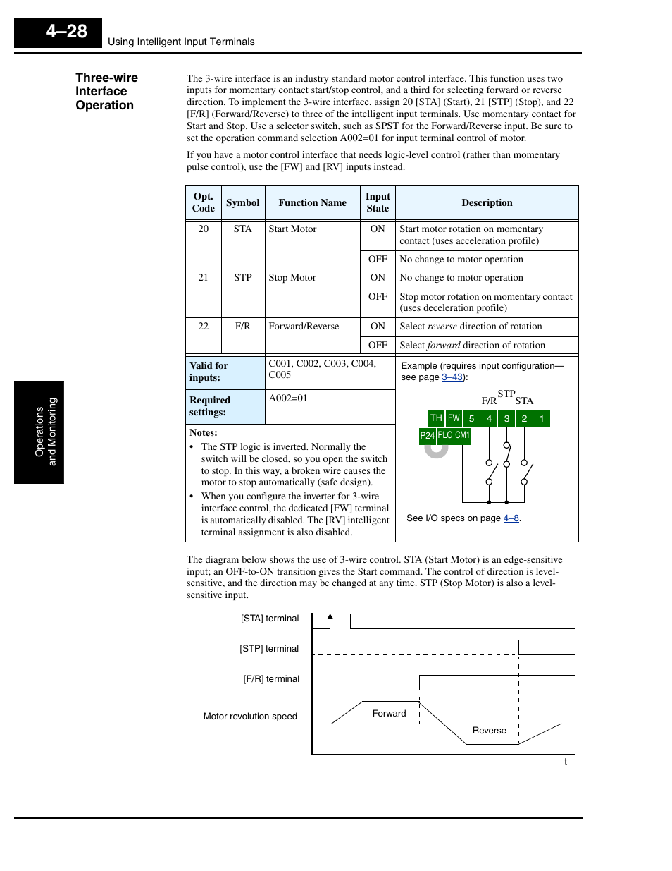 Three-wire interface operation | Hitachi L300P User Manual | Page 158 / 264