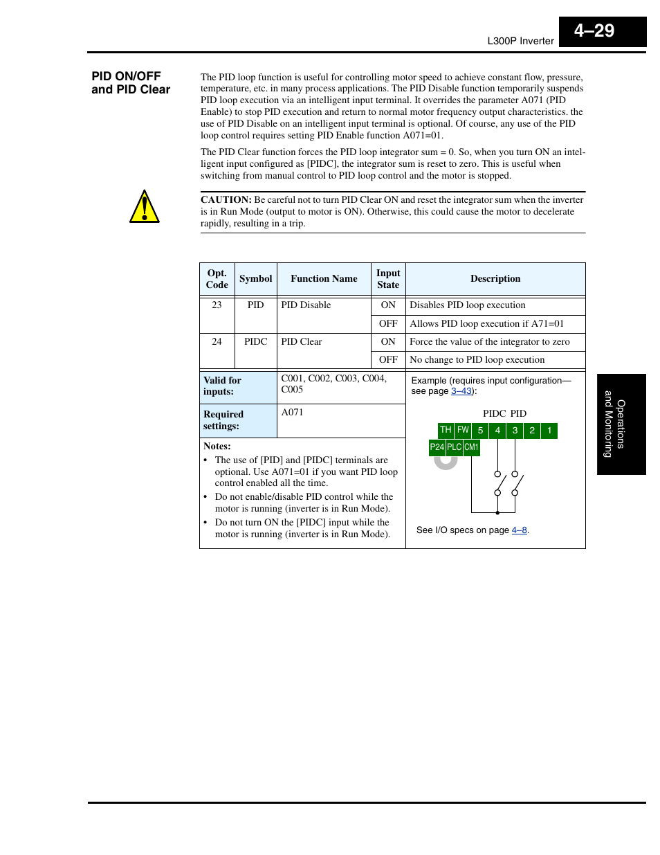 Pid on/off and pid clear | Hitachi L300P User Manual | Page 159 / 264