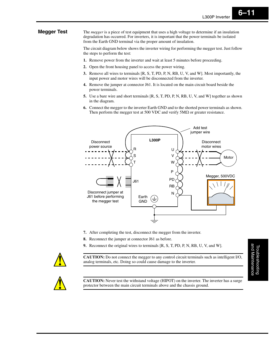 Megger test | Hitachi L300P User Manual | Page 213 / 264