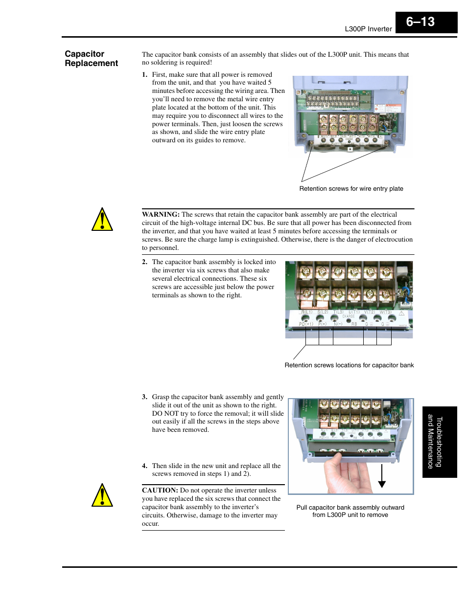 Capacitor replacement | Hitachi L300P User Manual | Page 215 / 264