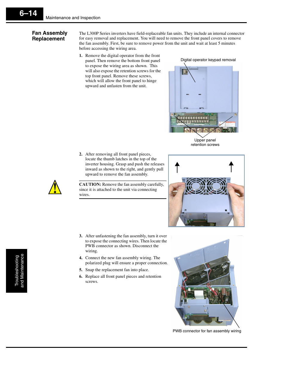 Fan assembly replacement | Hitachi L300P User Manual | Page 216 / 264
