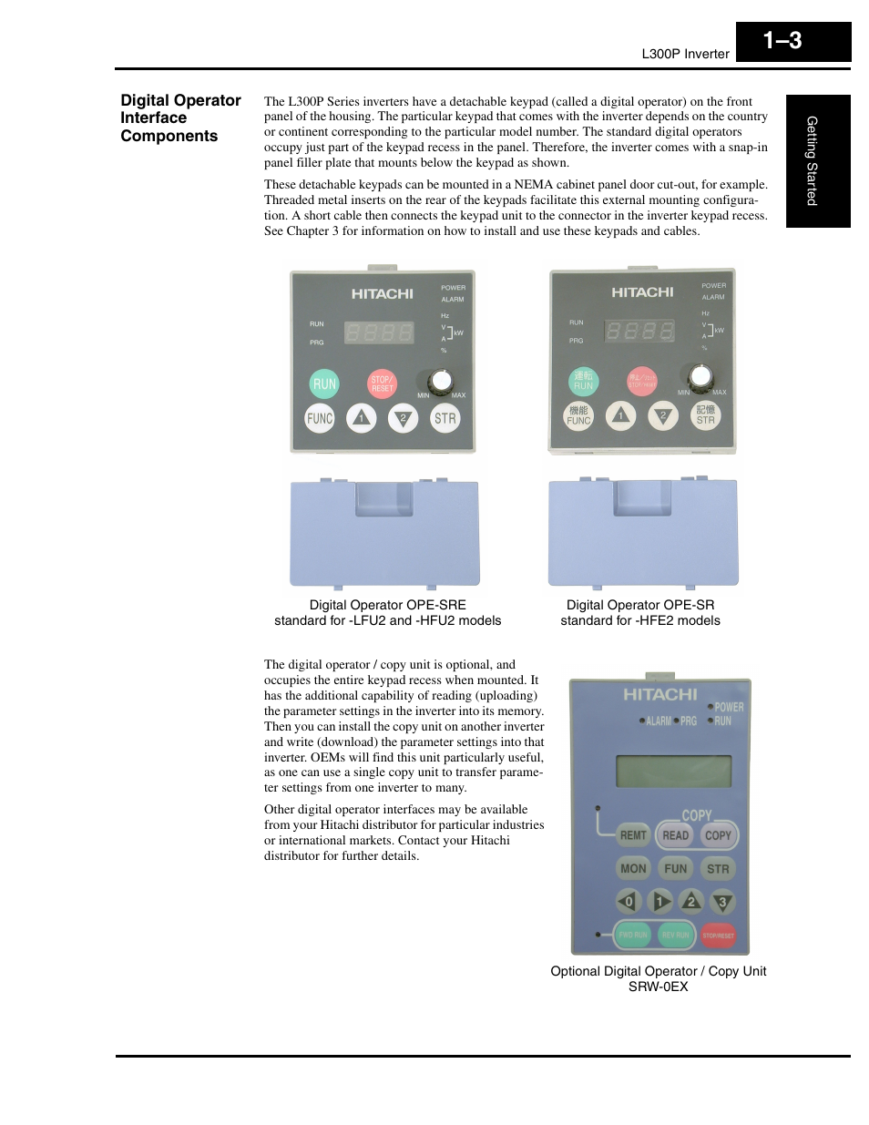 Digital operator interface components | Hitachi L300P User Manual | Page 22 / 264