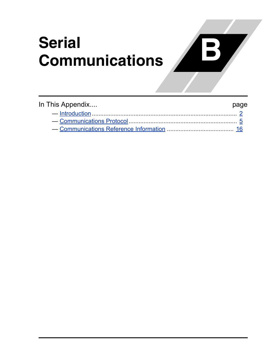 Serial communications, Appendix b: serial communications | Hitachi L300P User Manual | Page 227 / 264
