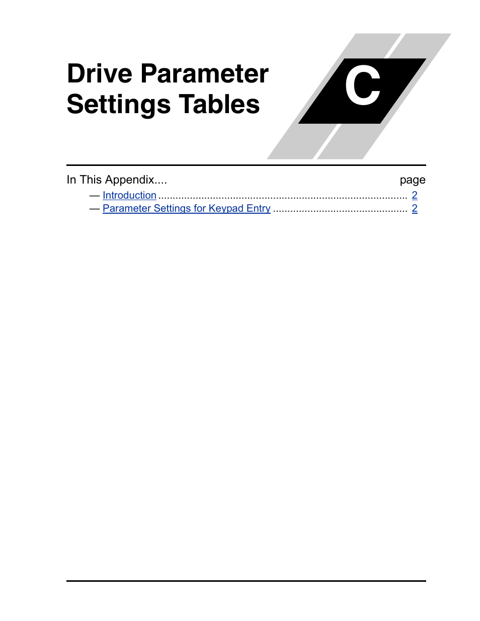 Drive parameter settings tables, Appendix c: drive parameter settings tables | Hitachi L300P User Manual | Page 244 / 264